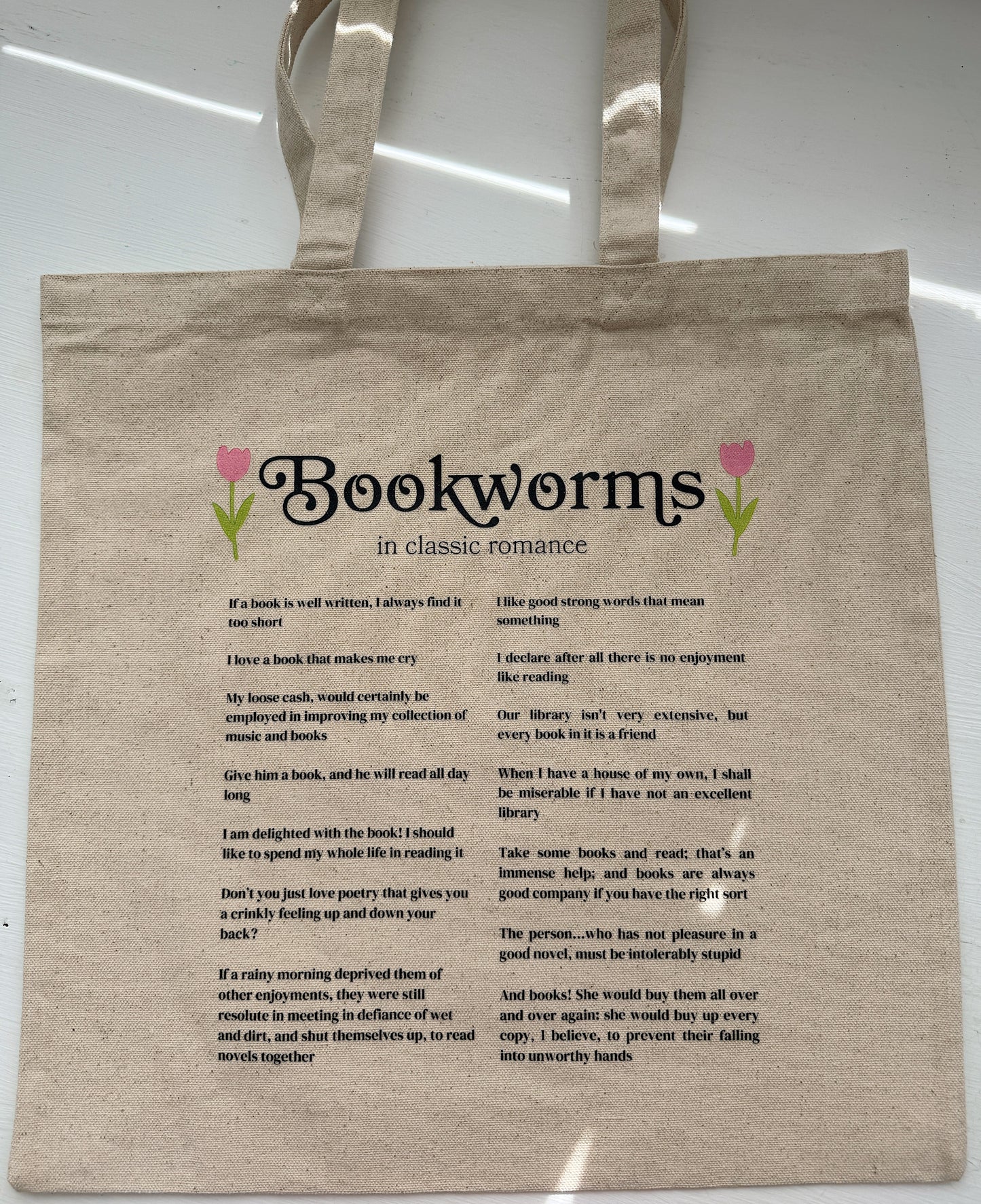 "Bookworm" Quote Tote Bag