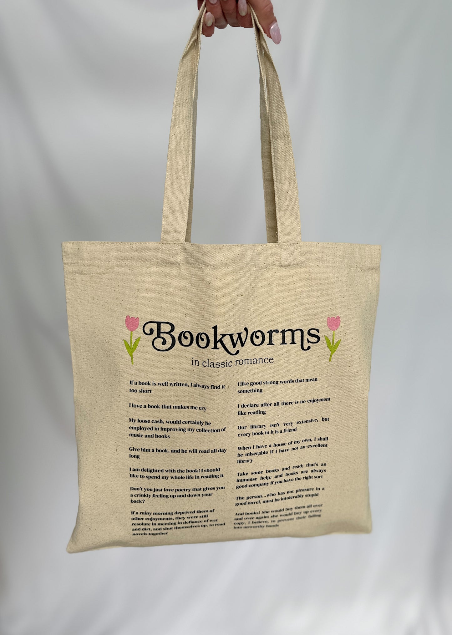 "Bookworm" Quote Tote Bag