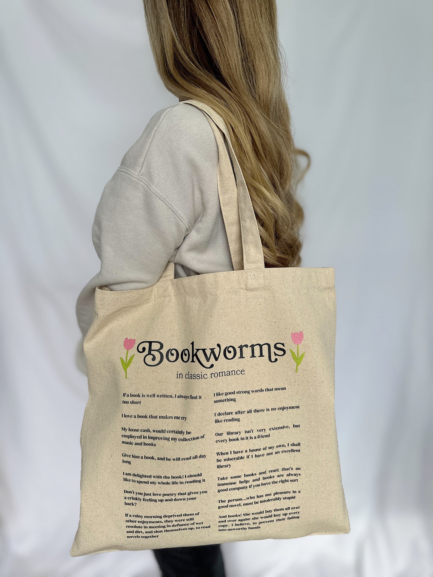 "Bookworm" Quote Tote Bag
