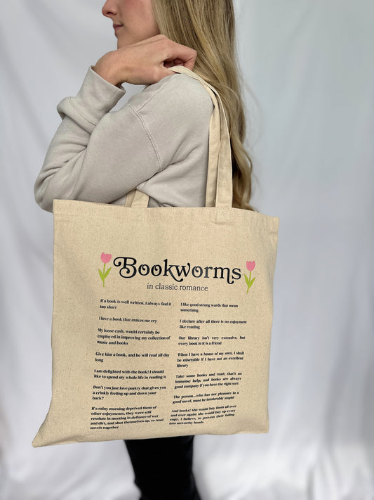 "Bookworm" Quote Tote Bag