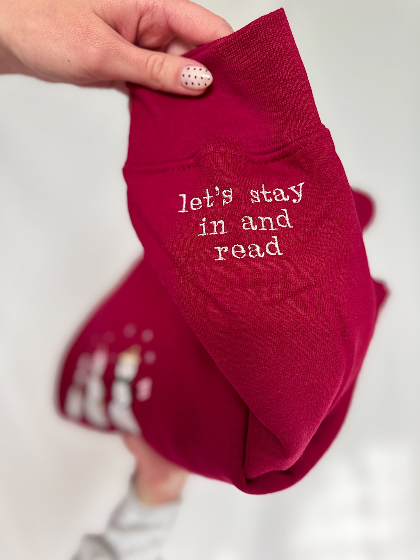 Red Reading Snowmen Sweatshirt