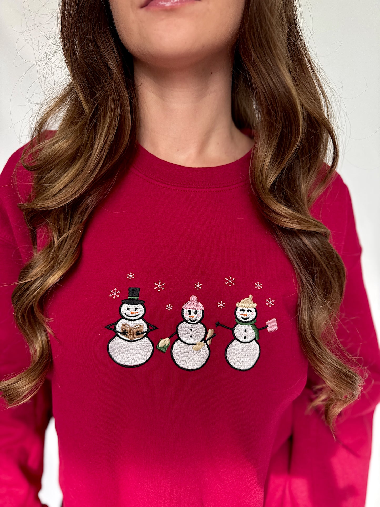 Red Reading Snowmen Sweatshirt